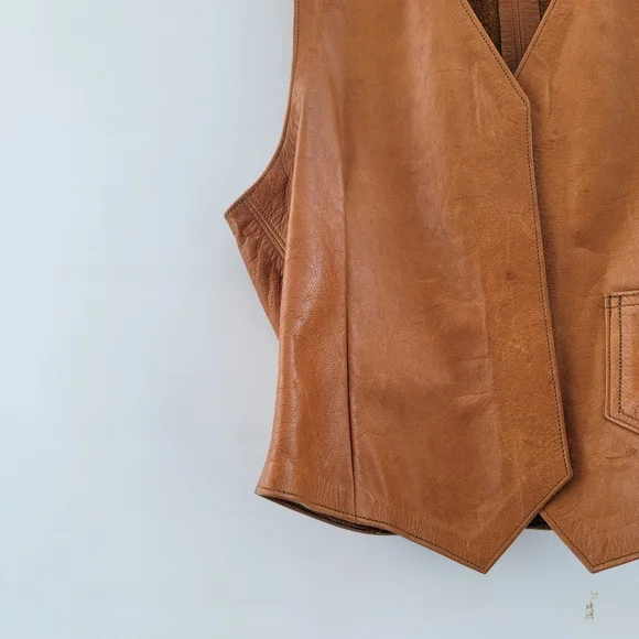 Brother Gambit Slick Vintage 70s Leather Vest Size Small Boho Western Southwest